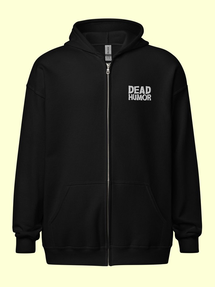 Dead Humor Spooky Text Zip Up Embroidered Hoodie product image (1)
