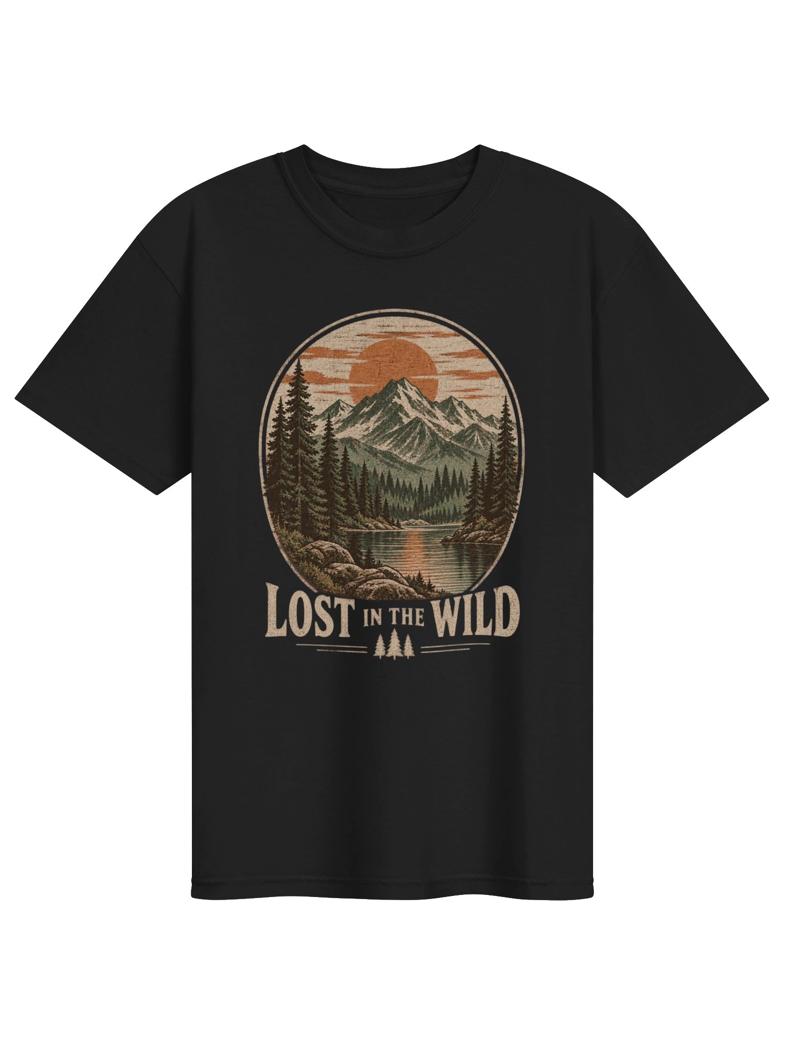 Vintage Mountain T-Shirt, Lost in the Wild Graphic Tee, Retro Forest Nature Shirt, Outdoor Adventure Gift product image (1)