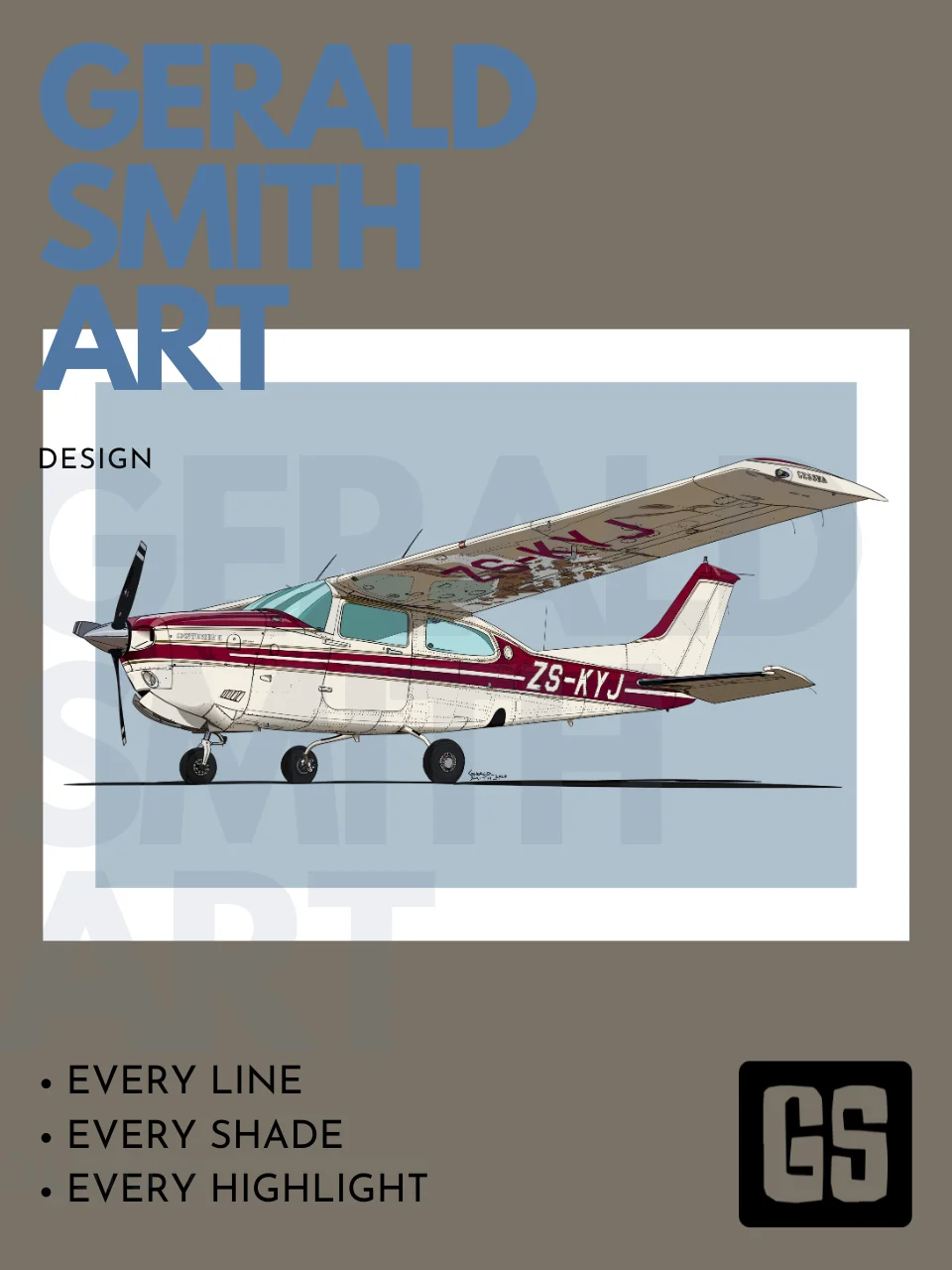 Cessna 210 ZS-KYJ Digital Printable Aviation Art Illustration Perfect Gift for Pilots & Enthusiasts product image (5)