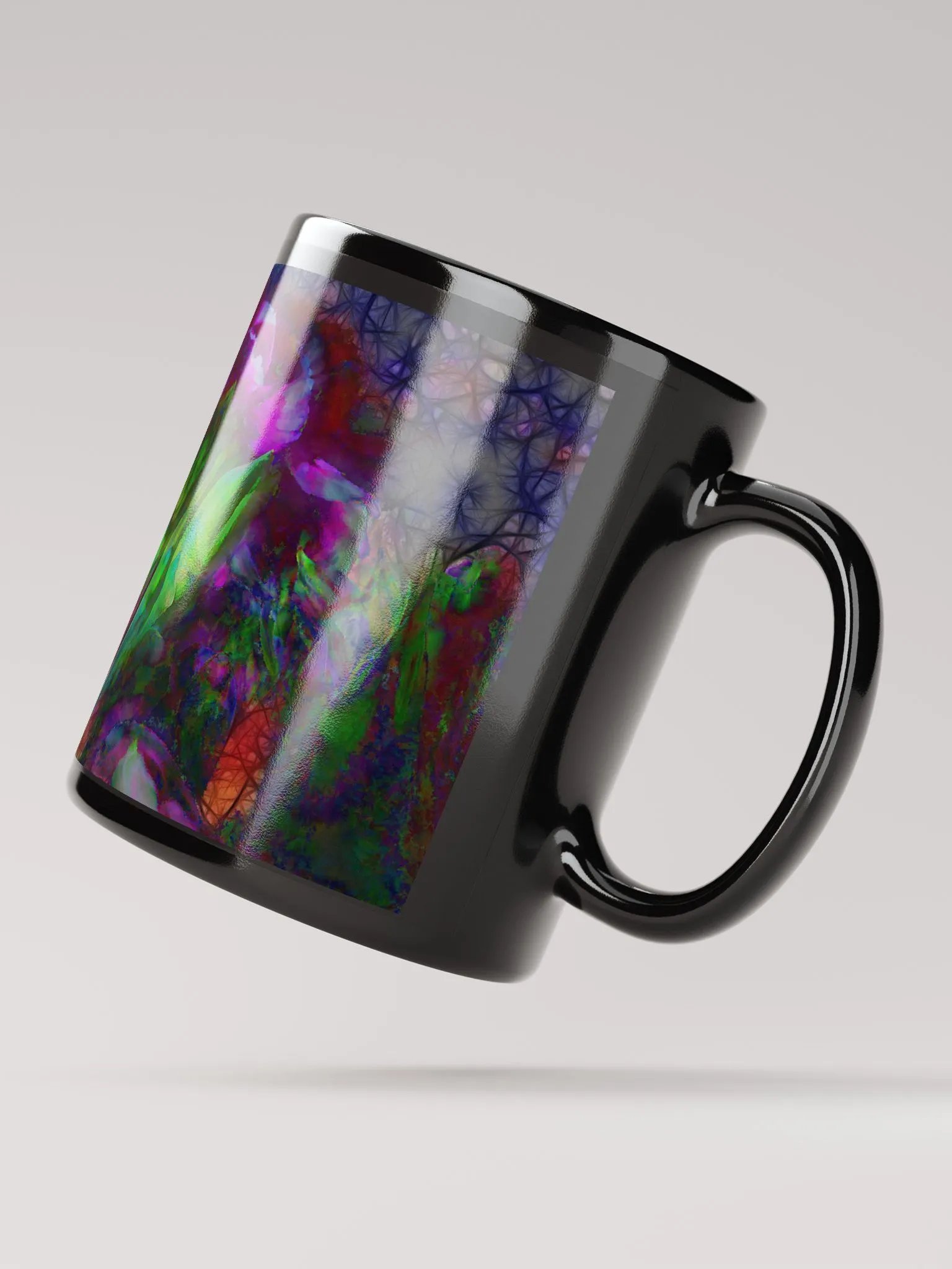 Abstract Pink Carnations Black Coffee Mug product image (4)