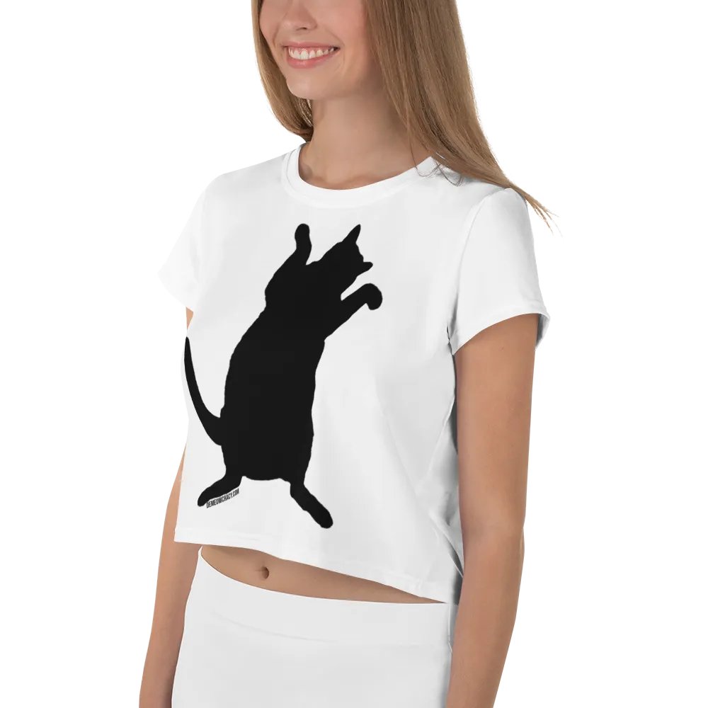 Dancing for Demeowcracy Black Cat Silhouette Crop Tee product image (8)