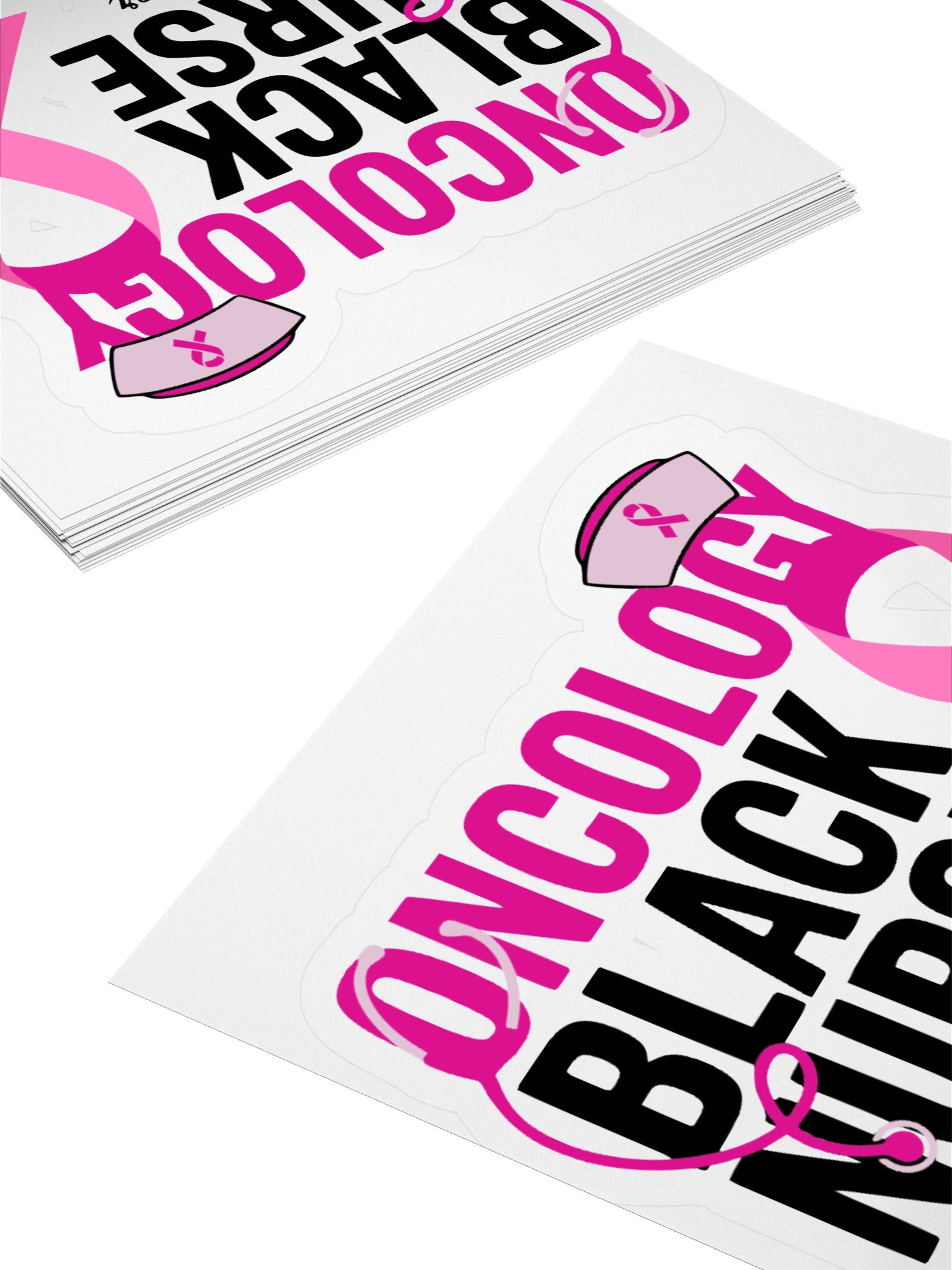 Pink Color Black Nurse Breast Cancer Awareness Sticker - Medical Professional Support Decal | Nursing Pink Ribbon Sticker product image (16)