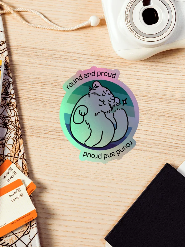 Round and Proud Manul Holo Sticker - Gay MLM Flag Version product image (2)