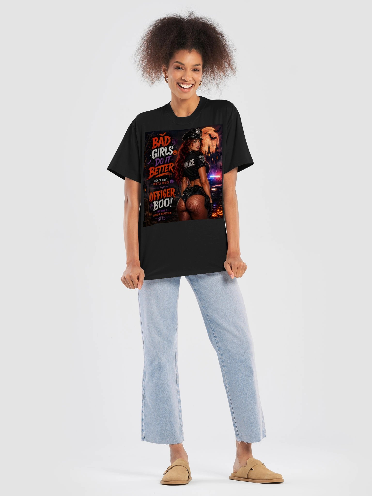 Halloween Police Officer Boo T-Shirt – Bad Girls Do It Better Trick or Treat Costume Shirt product image (8)