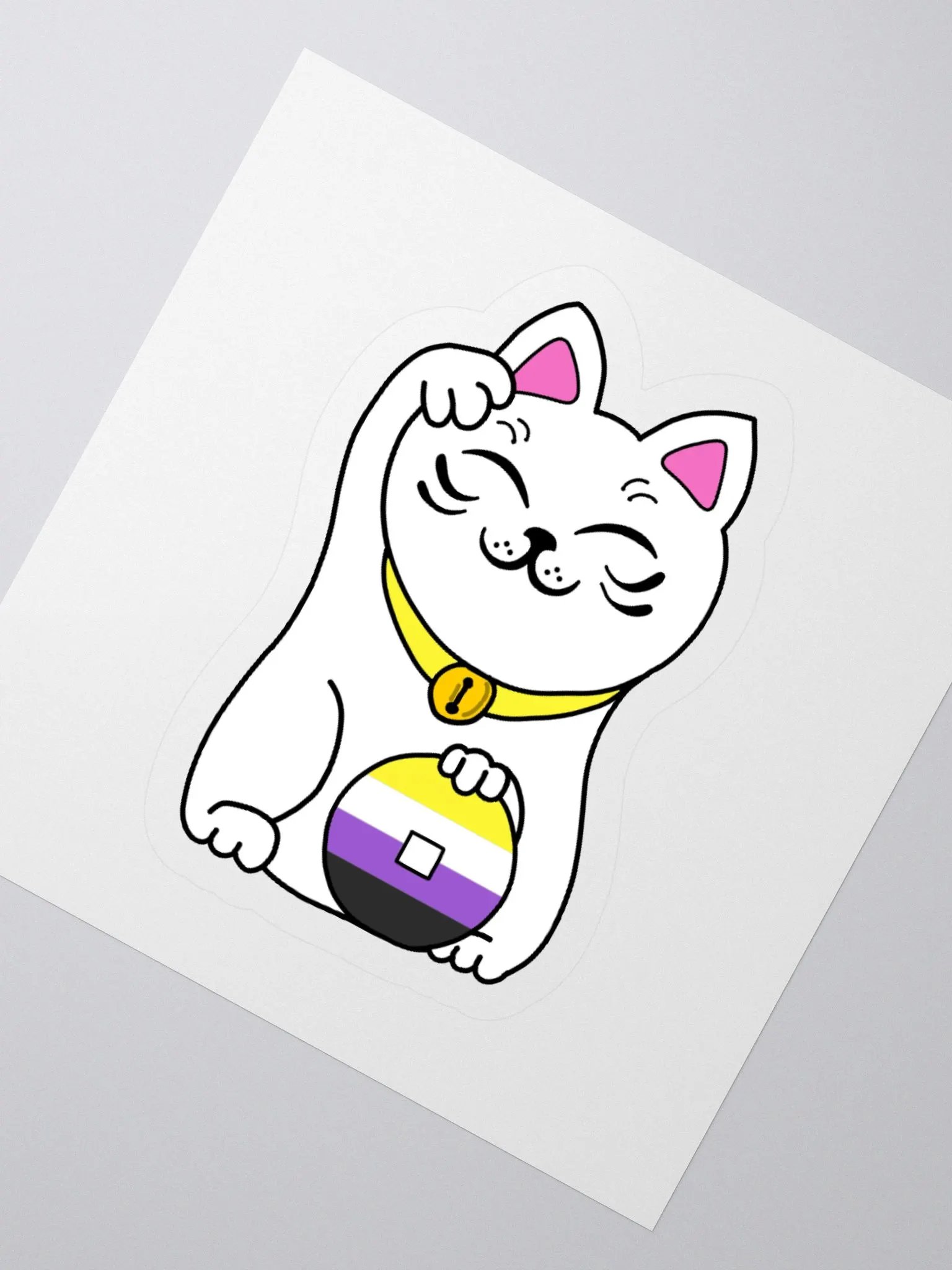 Maneki neko nonbinary pride sticker product image (5)
