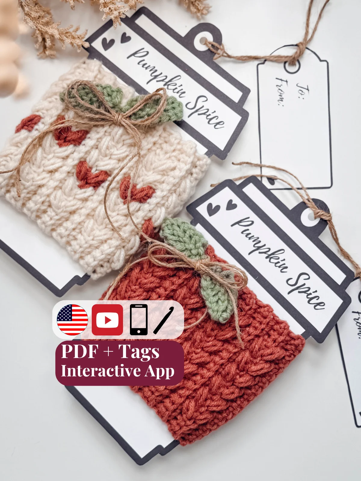 Wheat Stitch Pumpkin Coffee Cup Cozy Crochet Pattern product image (1)