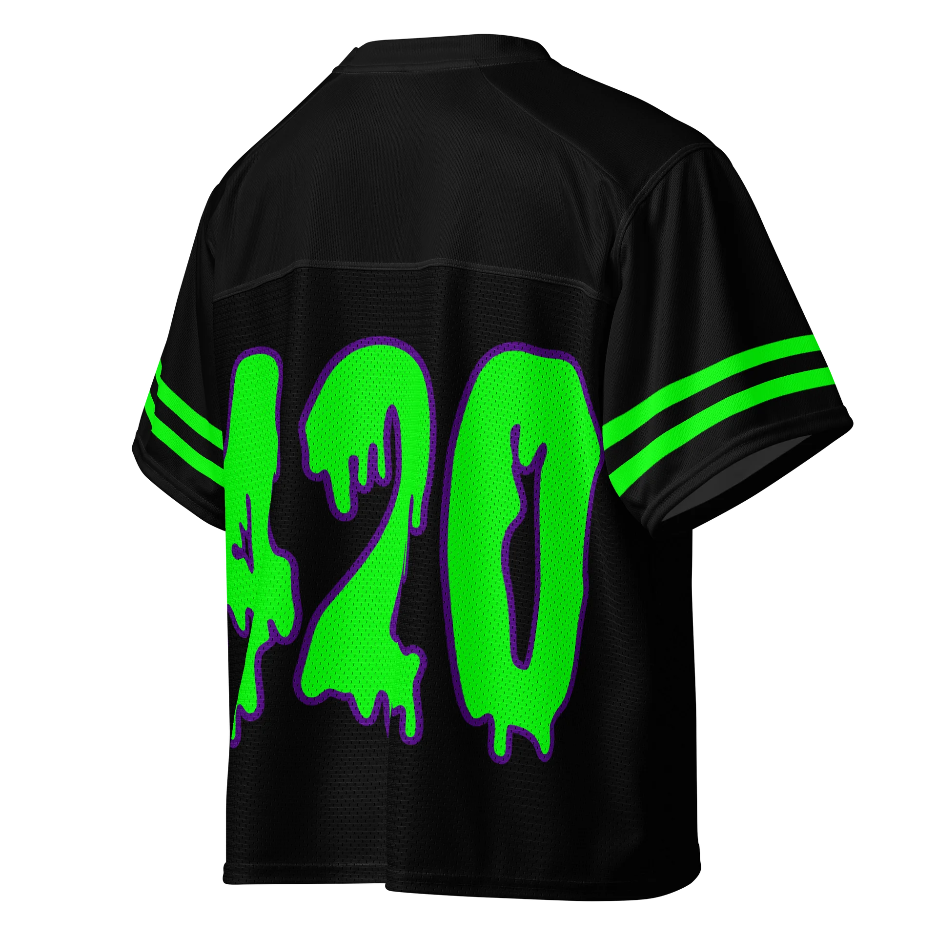 Black Neon Green 420 Football Jersey, Cannabis Rave Shirt, Twisted Weed EDM Top, Goth Stoner Clothes, Alternative Music Festival Fashion product image (5)
