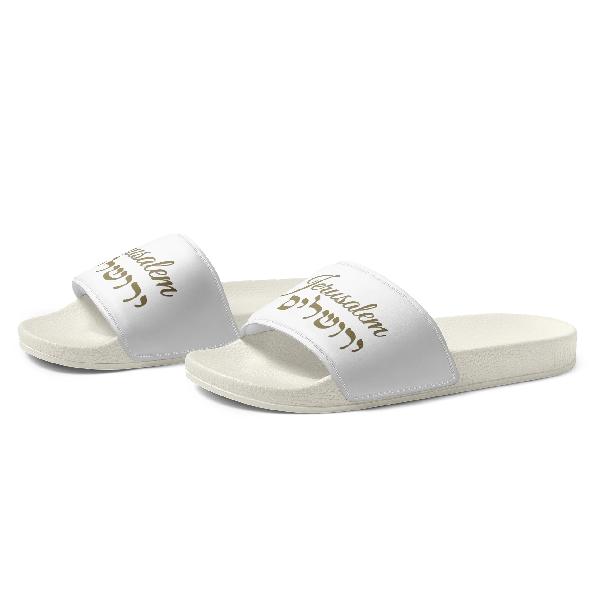 WOMEN'S JERUSALEM OF GOLD SLIDE SANDALS (Gold Letters) product image (3)