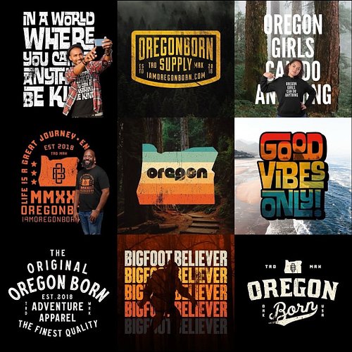 What will your first Oregon Born purchase look like? Here are just a few of the designs in our shop, all available on tees, t...