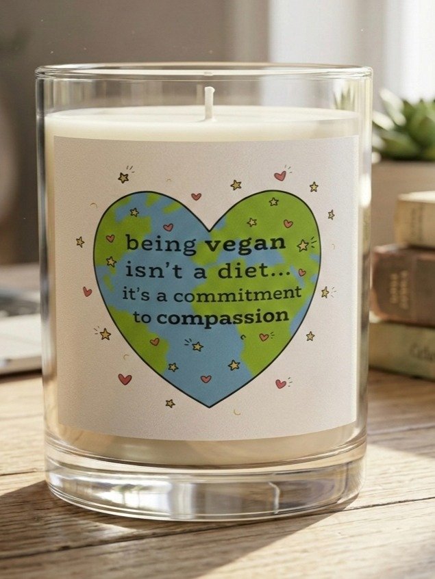 “Being Vegan is not a Diet” Soy Wax Glass Jar Candle product image (1)