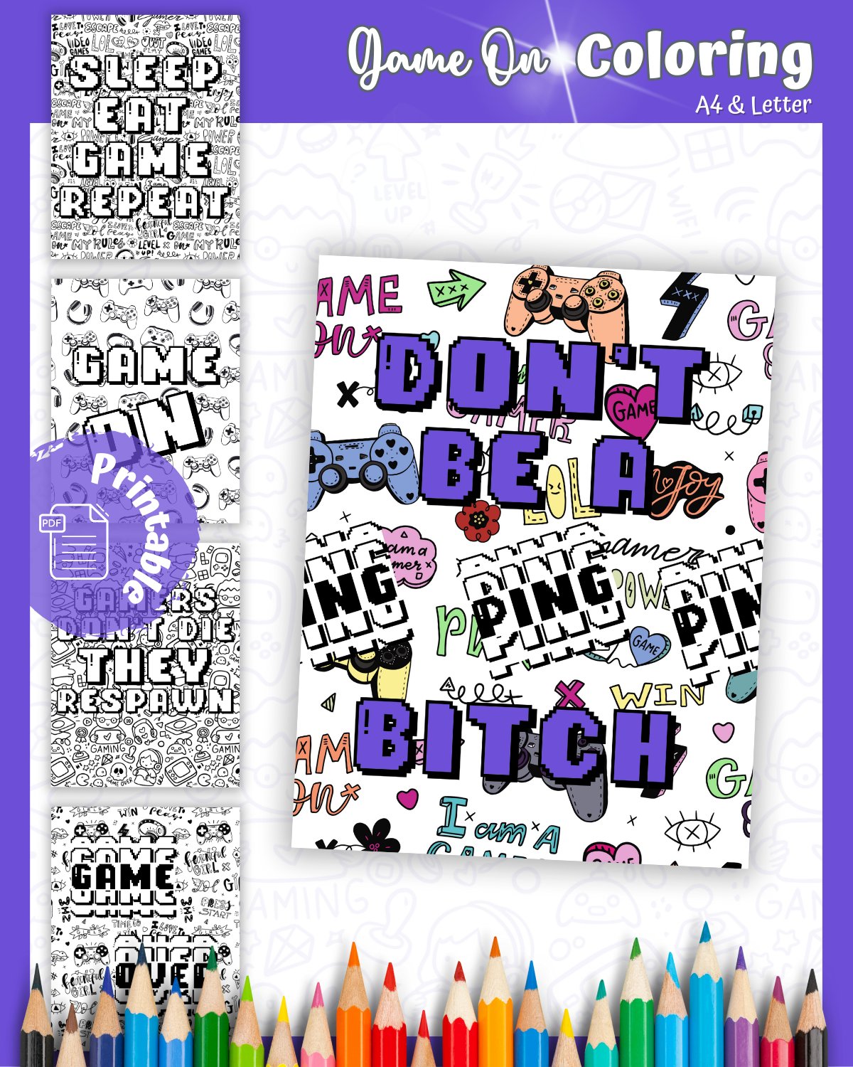 Get Your Game On - Gaming Fun Coloring Pages product image (1)