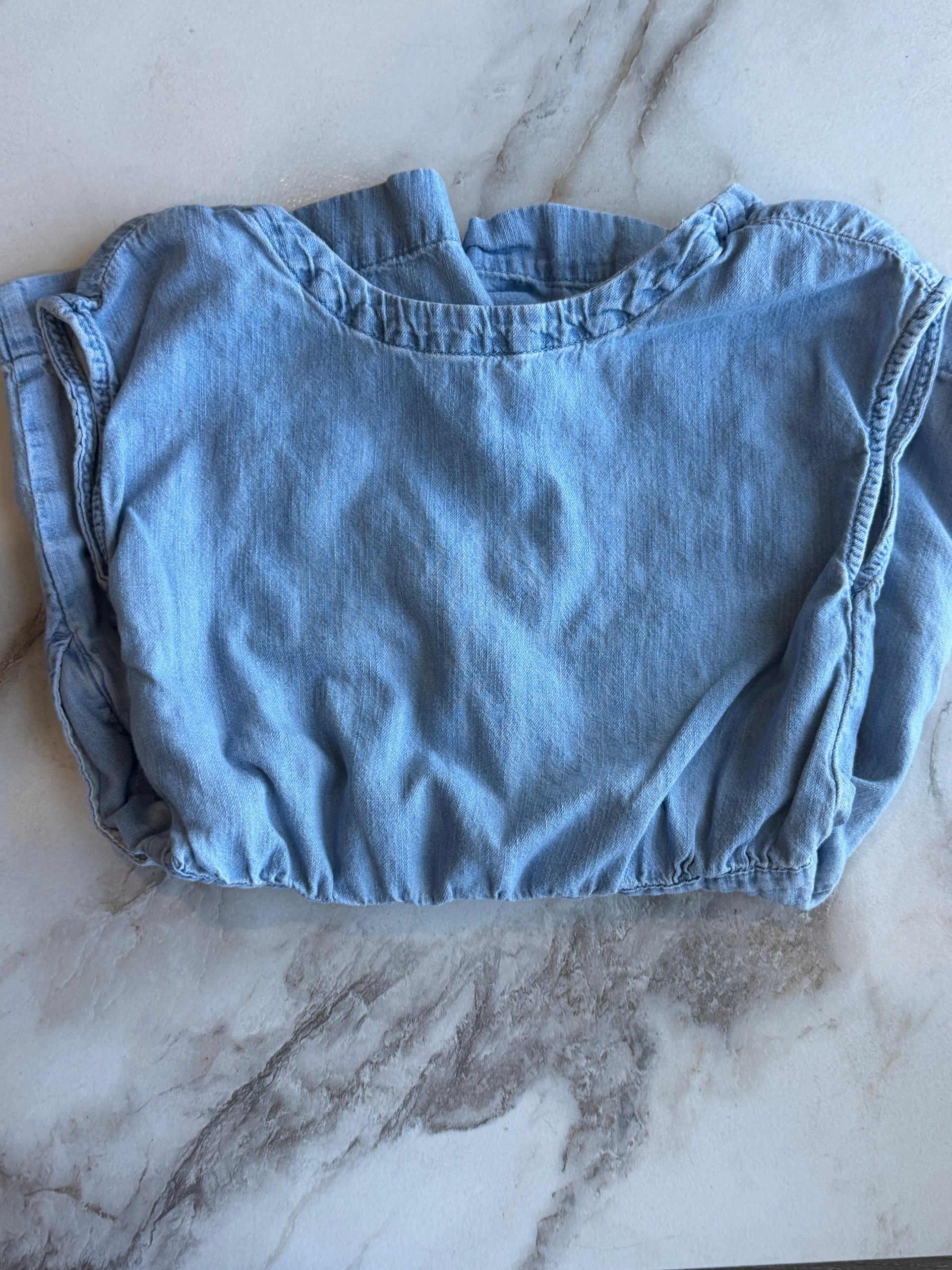 GAP Kids 100% Cotton Chambray Romper | Girls Small (6-7) | Light Wash product image (4)