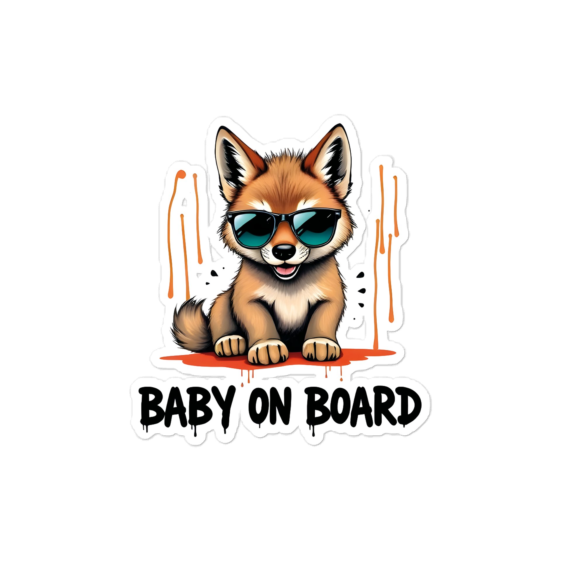 Cool Fox Urban Style Baby On Board Car Decal - 5x5 Premium Vinyl Sticker - Streetwear Inspire Fox with Sunglasses Graphic for Cars and Jeeps product image (1)