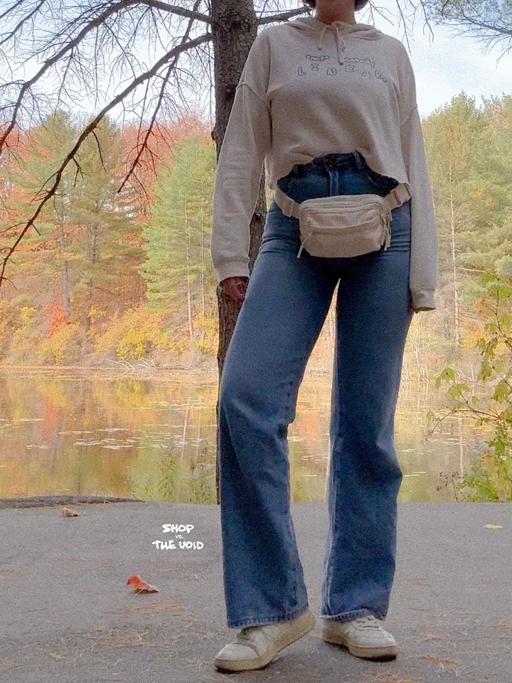 *not* mentally linear (lined design, #709AAF) lightweight cropped hoodie product image (1)