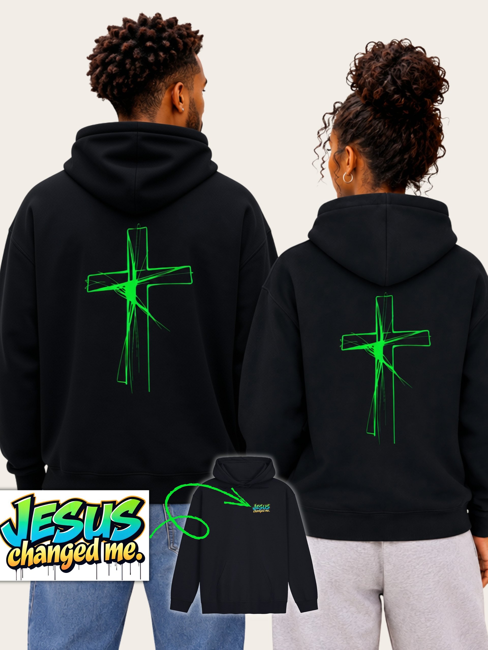 Jesus Changed Me and Cross Graffiti Unisex Hoodie product image (1)