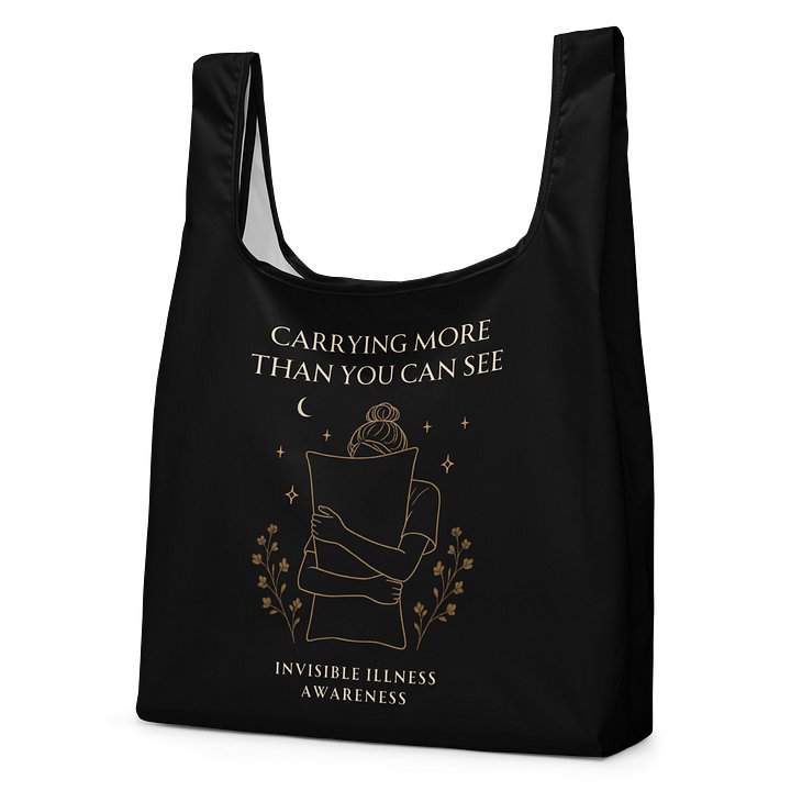 Carrying More Than You Can See Shopping Bag | Invisible Illness Reusable Bag | Gothic Spoonie Tote product image (2)