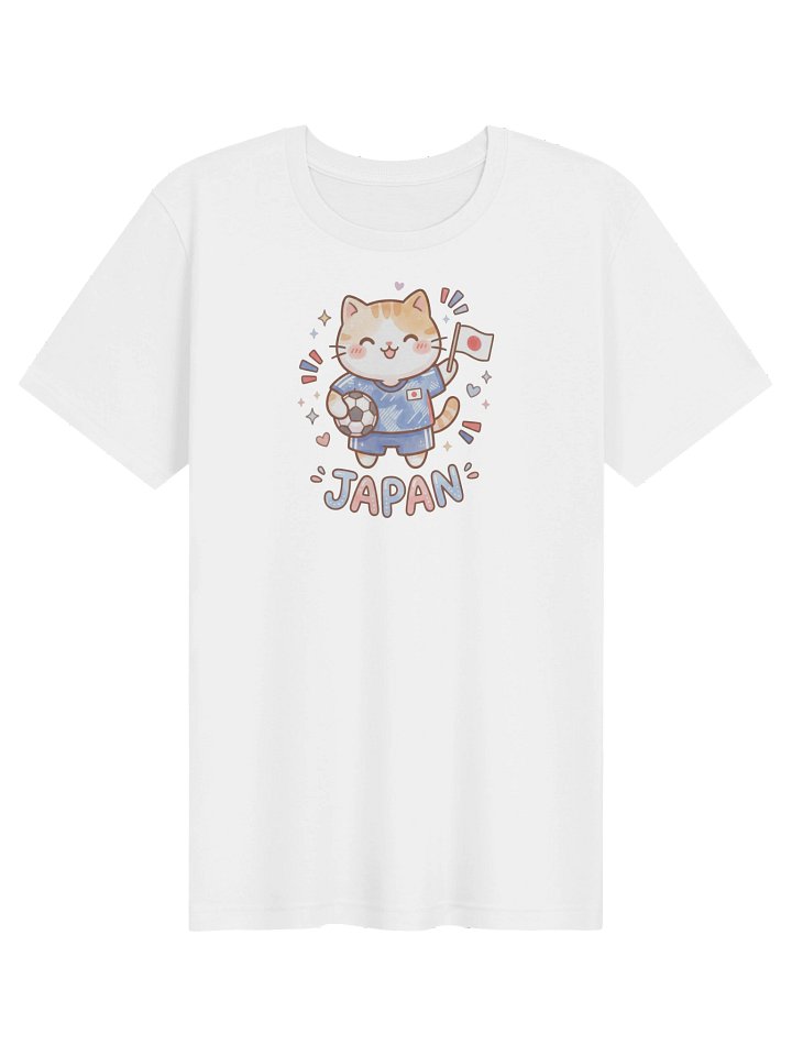 Japan Soccer Cat Shirt, Cute Japan Fan Tee, Kawaii Football Supporter T-Shirt product image (1)