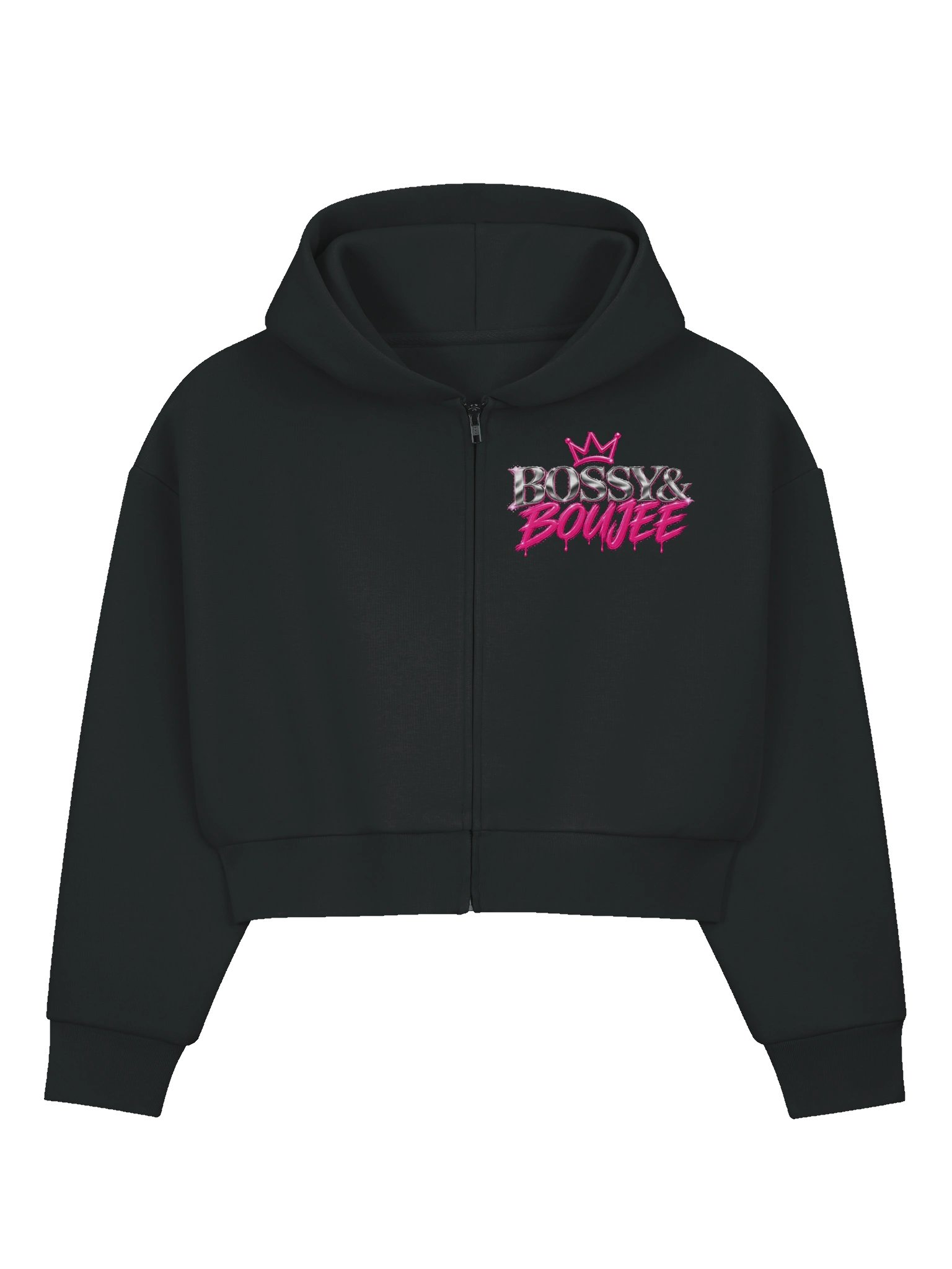 Bossy & Boujee Pink Crown Zip Hoodie product image (1)