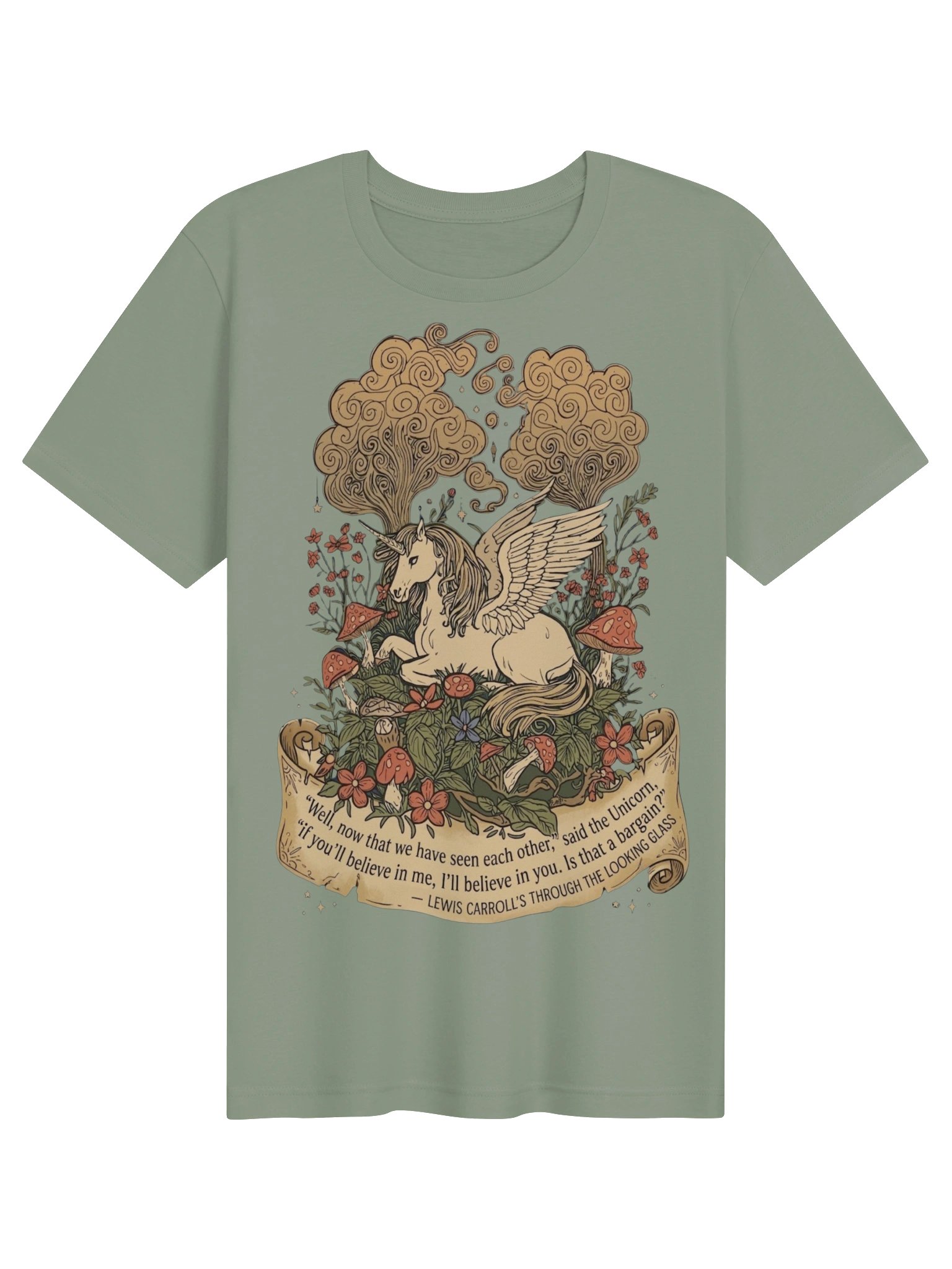 Lewis Carroll Unicorn Shirt, Through the Looking Glass Quote, Wonderland Fantasy product image (2)