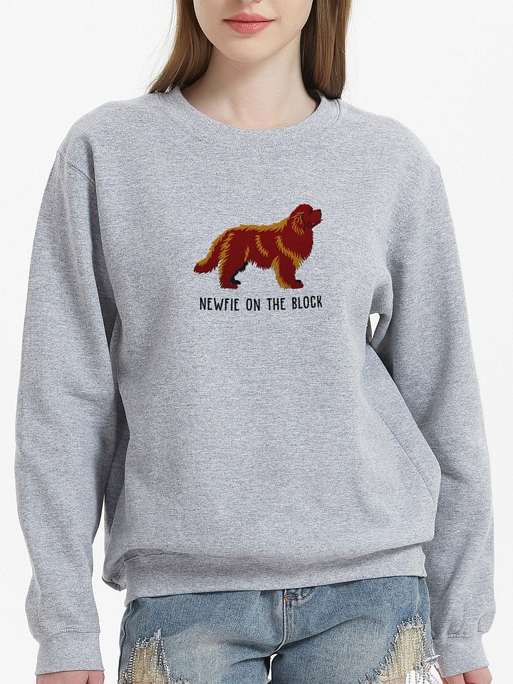 Newfie on the Block Sweatshirt (Embroidered) of a Newfoundland(Choco) product image (2)