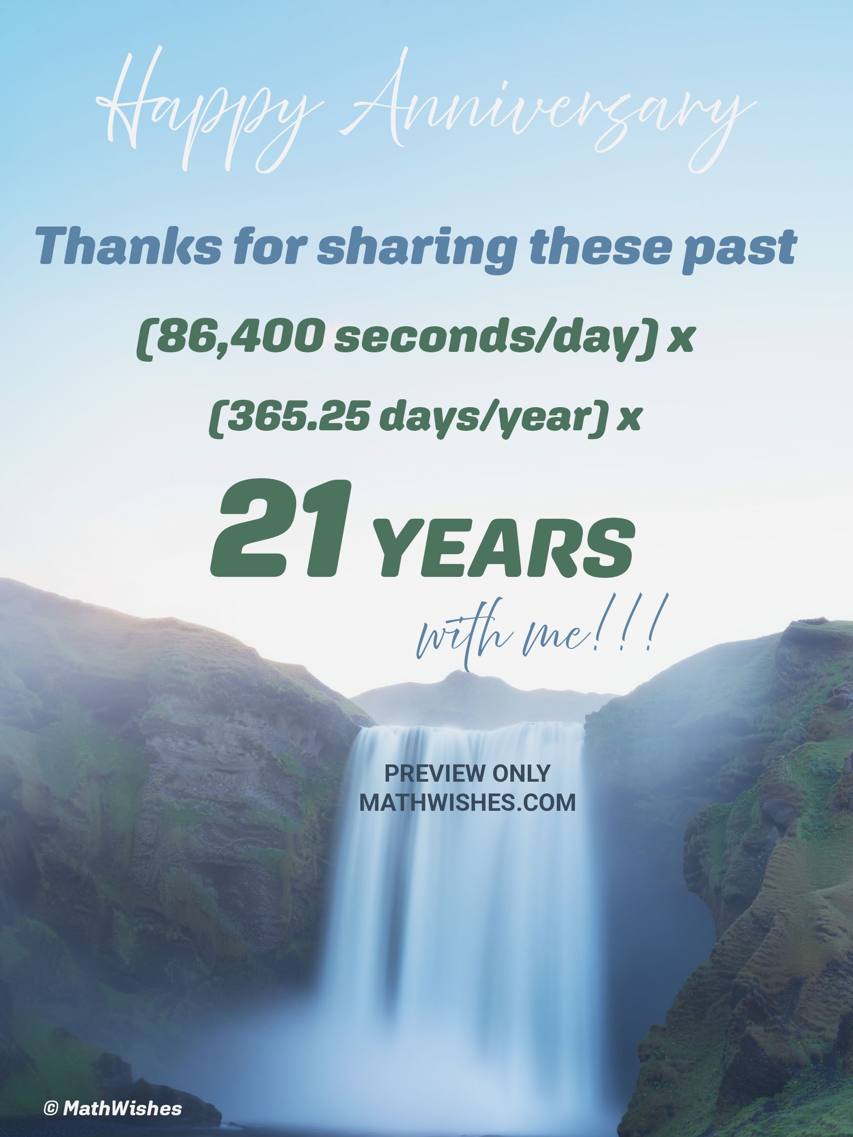 21st Anniversary Card - Waterfall product image (1)