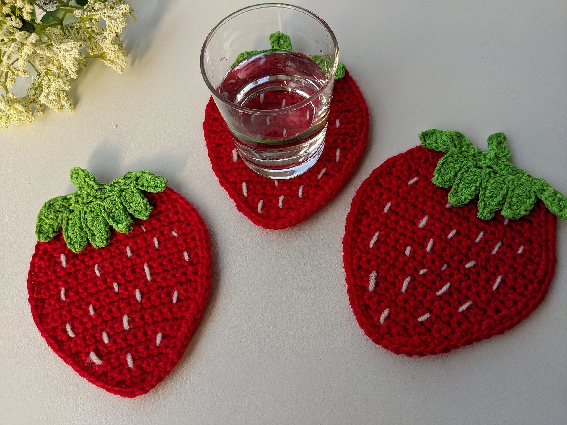Crochet Strawberry Coaster Pattern product image (5)
