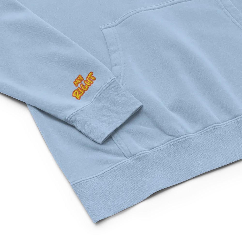 Left and Right embroidered pigment-dyed hoodie (solar design) product image (1)