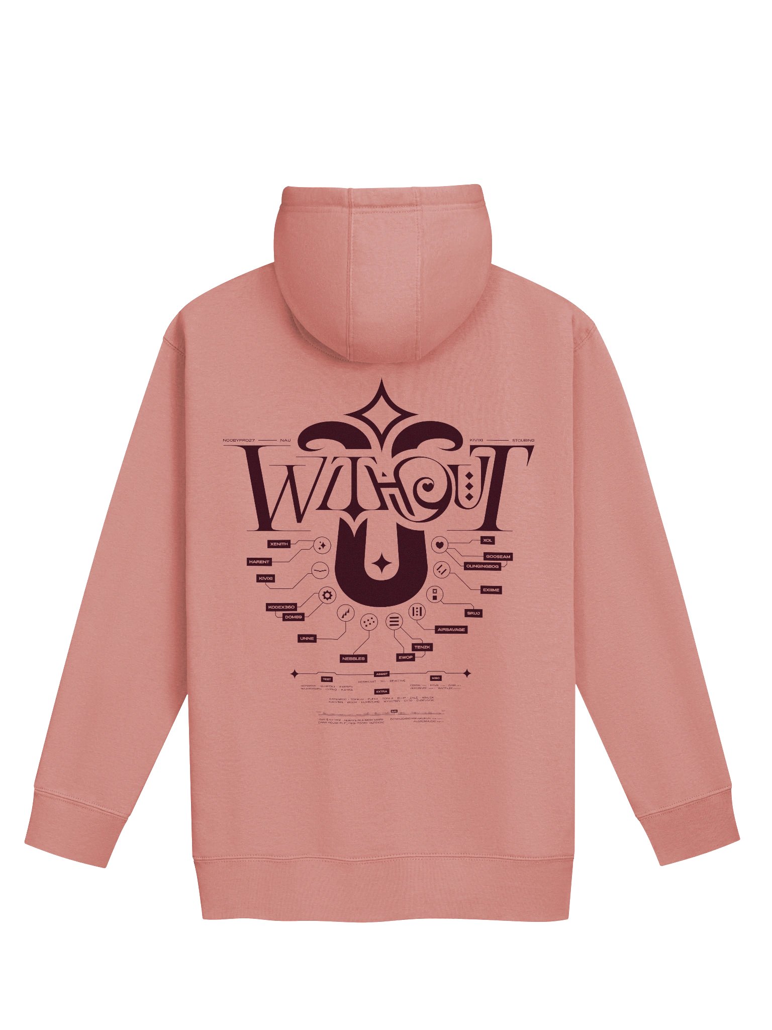 W/O U Maroon/Pink Hoodie product image (2)