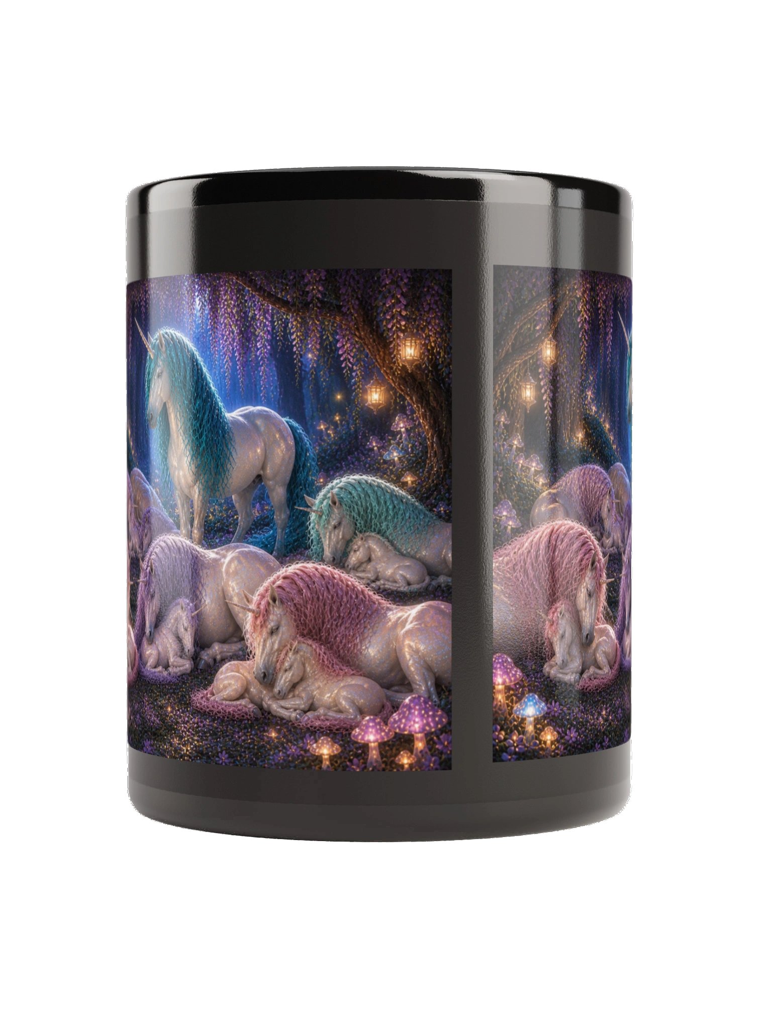 Sleeping Unicorns Black Glossy Mug product image (8)
