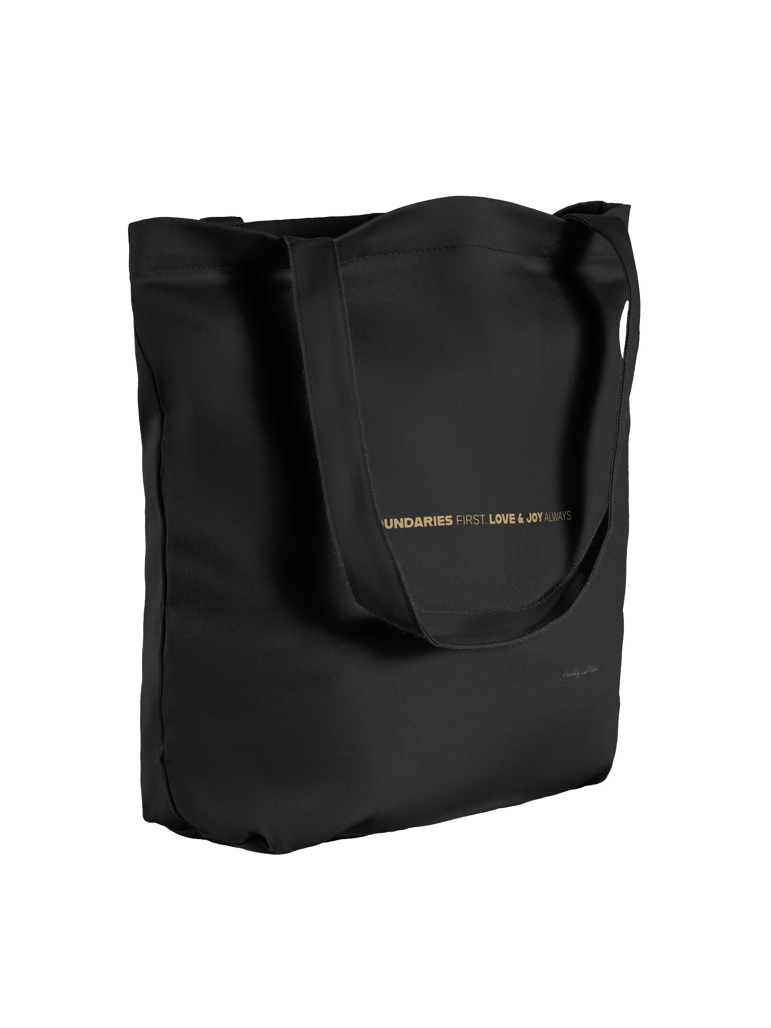Soully Mine- GOLD PRINT Boundaries First. Love & Joy Always Tote Bag in Black product image (4)