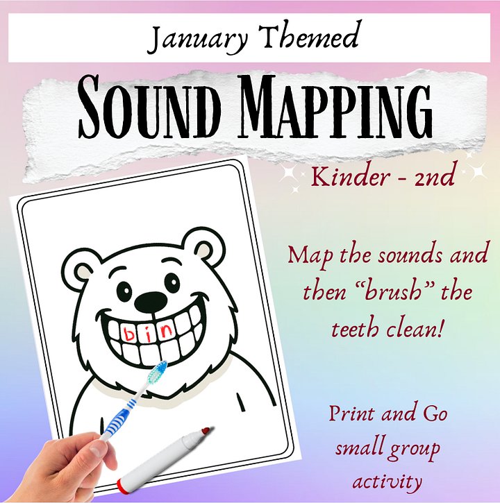 January Phonics & Math Centers – Teeth Elkonin Boxes for Sound Map product image (1)