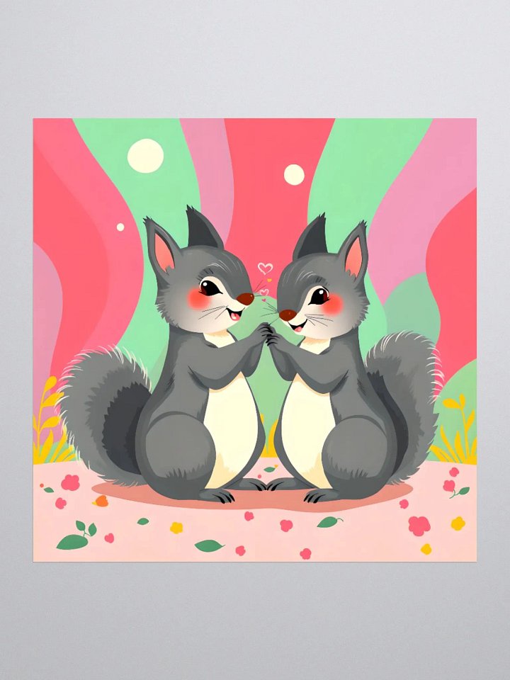 Playful Squirrel Love Kiss Cut Stickers product image (3)