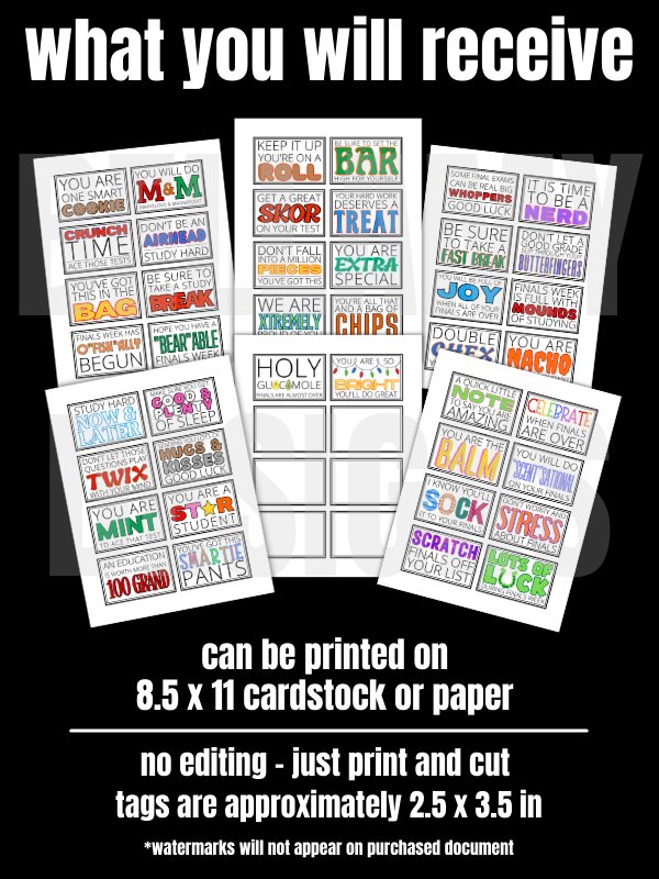 Finals Week Care Package Gift Tags - Middle School, High School & College product image (2)