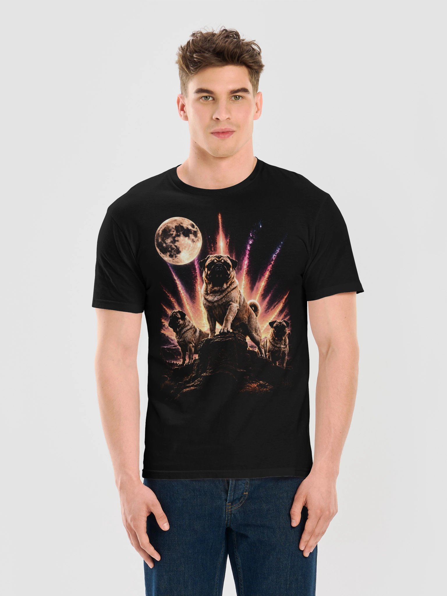 Pug Howling Moon Tshirt | Unexpected Legends Shirt product image (6)