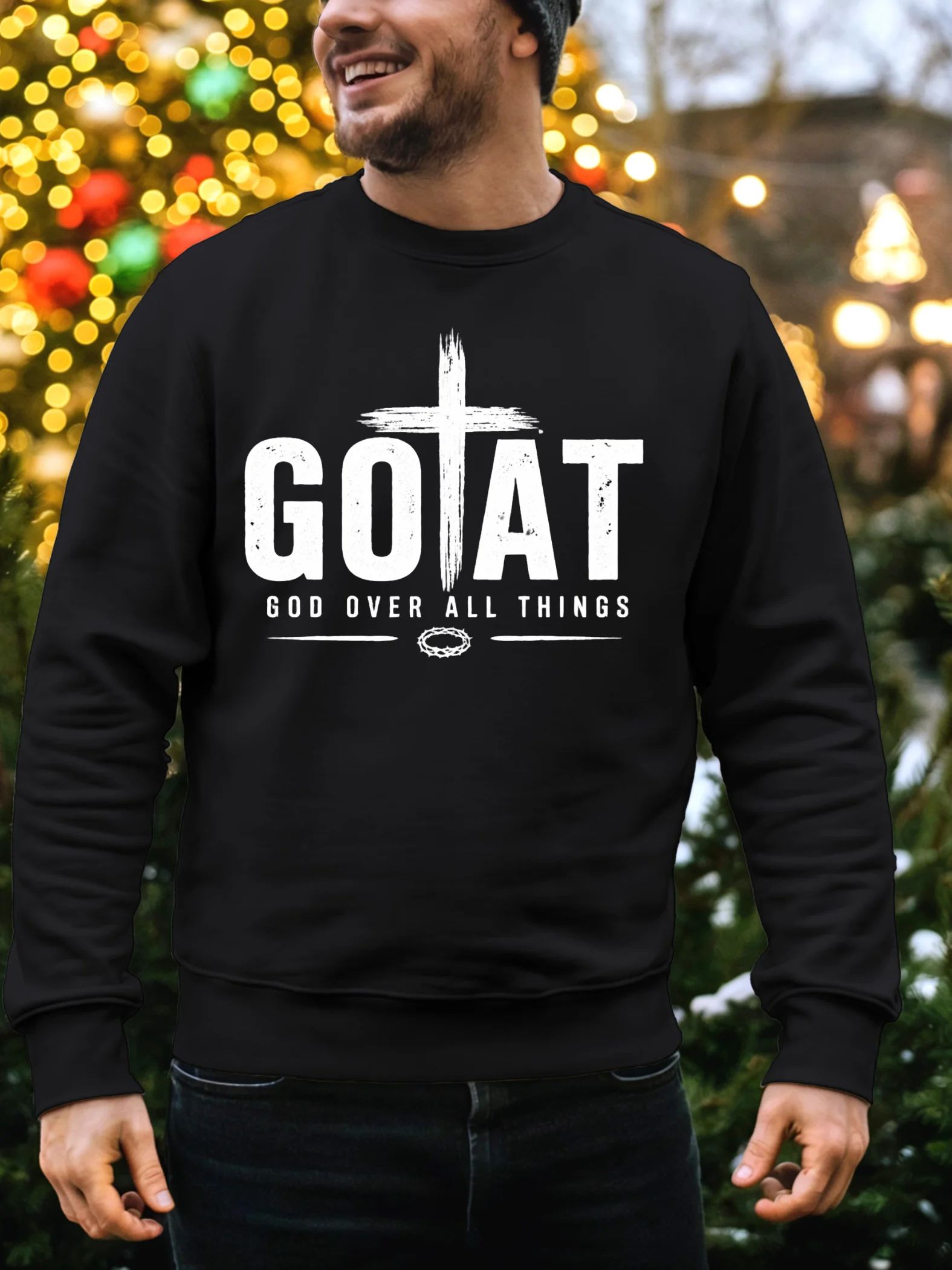 GOAT – God Over All Things Christian Sweatshirt | Inspirational Faith Crewneck | Kingdom Life Co. product image (1)