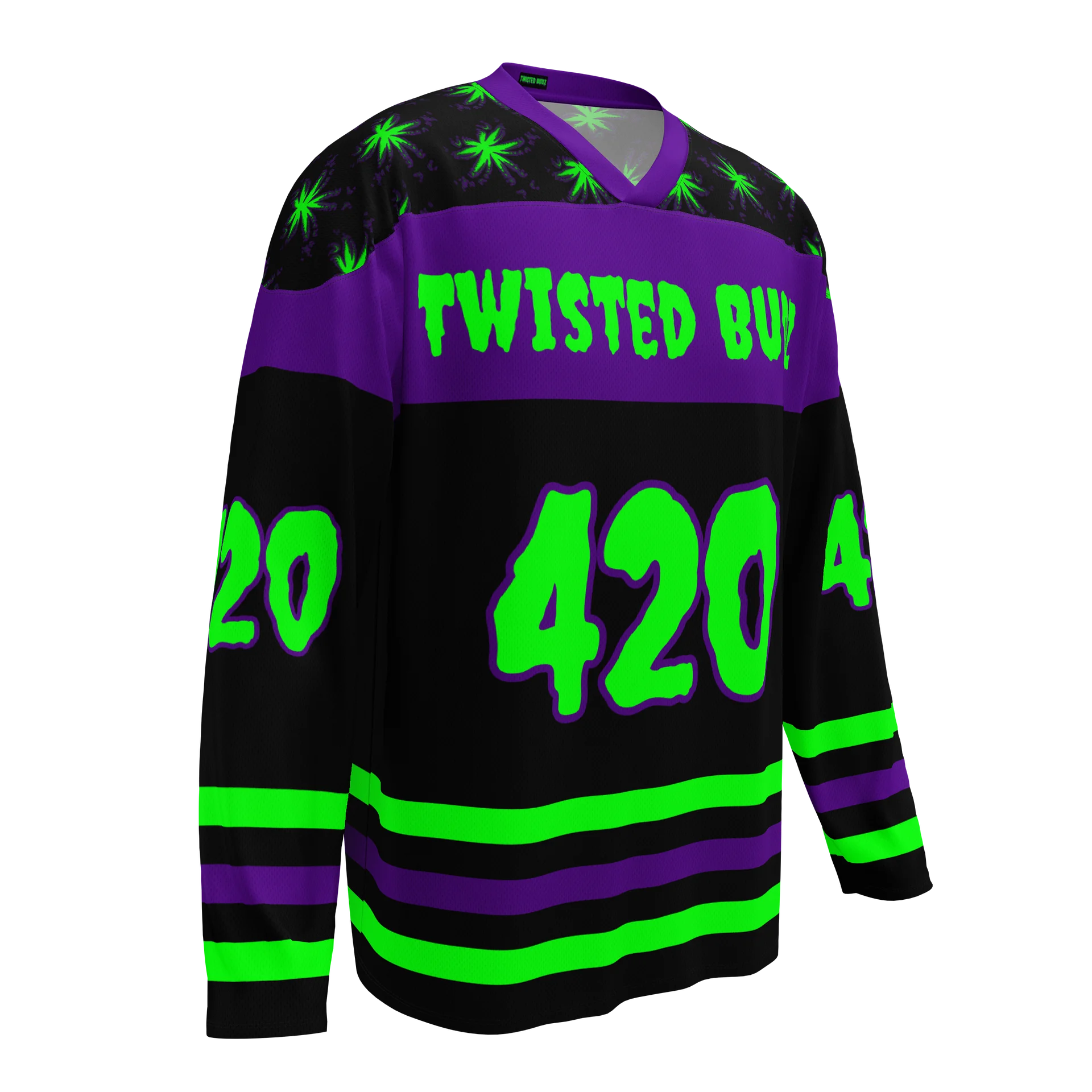 Twisted Budz 420 Hockey Jersey, Cannabis Rave Wear, Horror Lover Stoner EDM Clothes, Best Friend Weed Shirt, Alt Music Festival Pot Leaf Top product image (5)