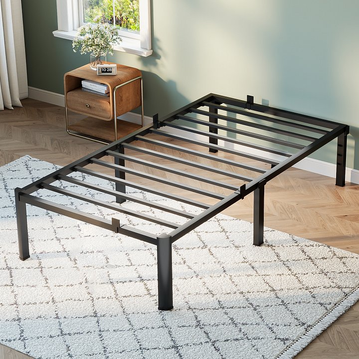 Twin Bed Frame, 14 Inch Metal Platform Bed Frame Queen Size with Storage Space Under Bed, Heavy Duty Steel Slat Support, Easy Assembly, No Box Spring Needed product image (1)