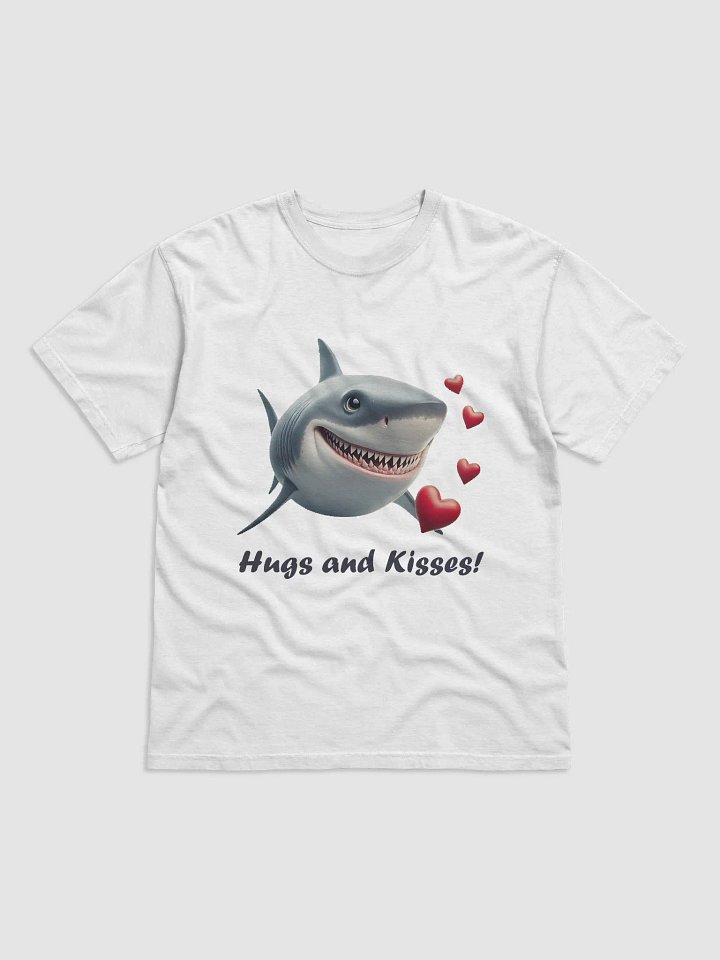 "Shark Hugs and Kisses" #Humorous Heavyweight White T-Shirt product image (1)