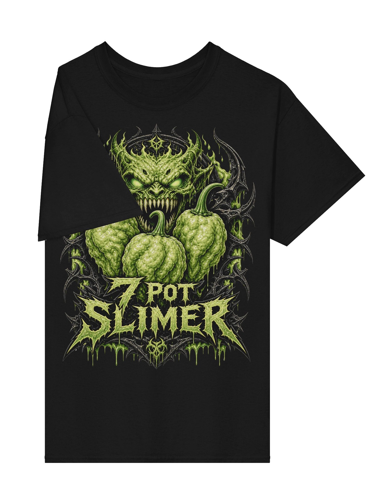 7 Pot Slimer Chilli T-Shirt | Green Superhot Monster Tee product image (25)