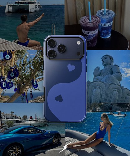 Protecting my peace  and mentally on a yacht somewhere in the Mediterranean.🌊 🧿
Deep Blue Yin Yang Heart iPhone Case ☯️