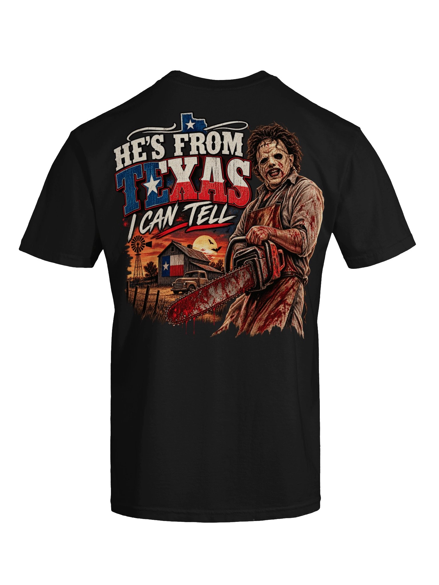 Spooky Halloween Chainsaw He's From Texas I Can Tell Shirt product image (2)