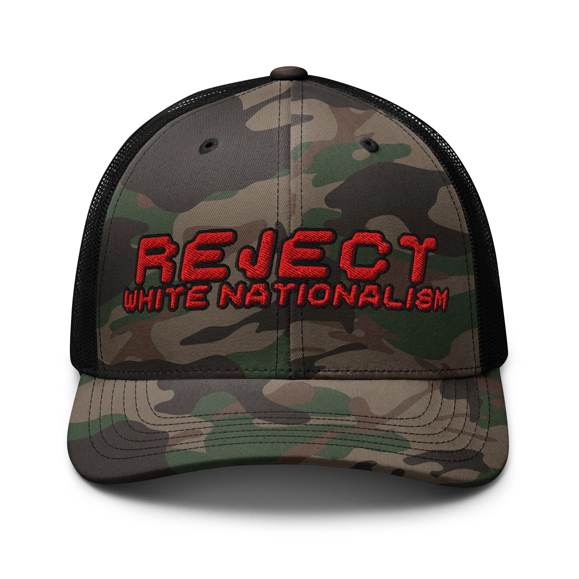Reject White Nationalism Camo Trucker Hat product image (1)