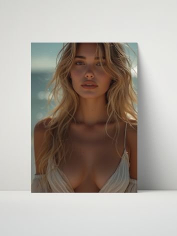 Sun-Kissed Blonde Beach Model 8x10 Metal Wall Art – Ocean Metal Poster product image (1)