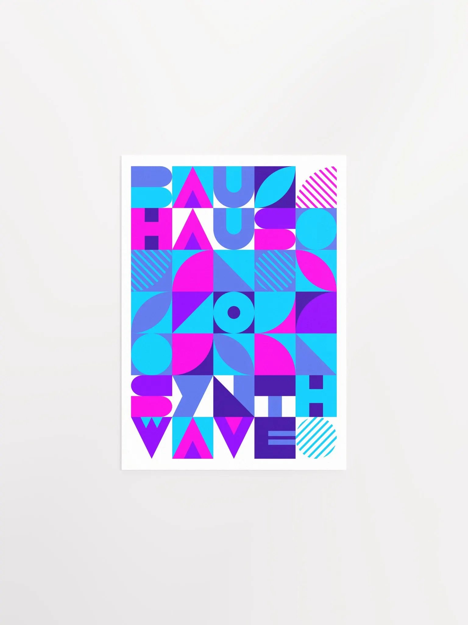 Bauhaus Synthwave #4 poster (pink-blue) — abstract poster, retrowave print, vaporwave geometric art, 1980s print, 1930s wall decor product image (6)