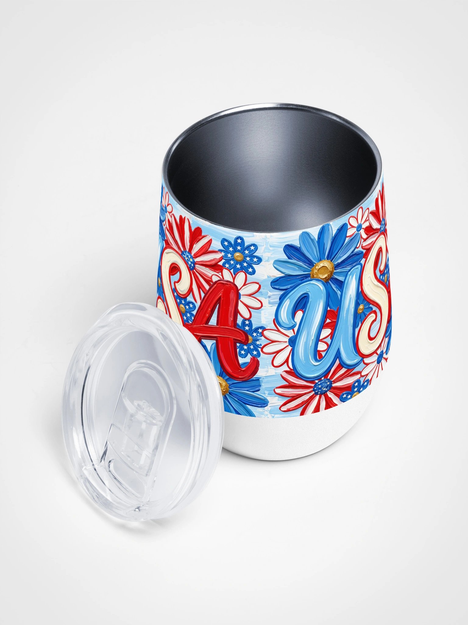 Patriotic USA Floral Wine Tumbler product image (3)