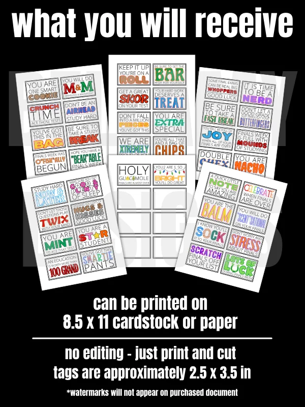 Finals Week Care Package Gift Tags - Middle School, High School & College product image (2)
