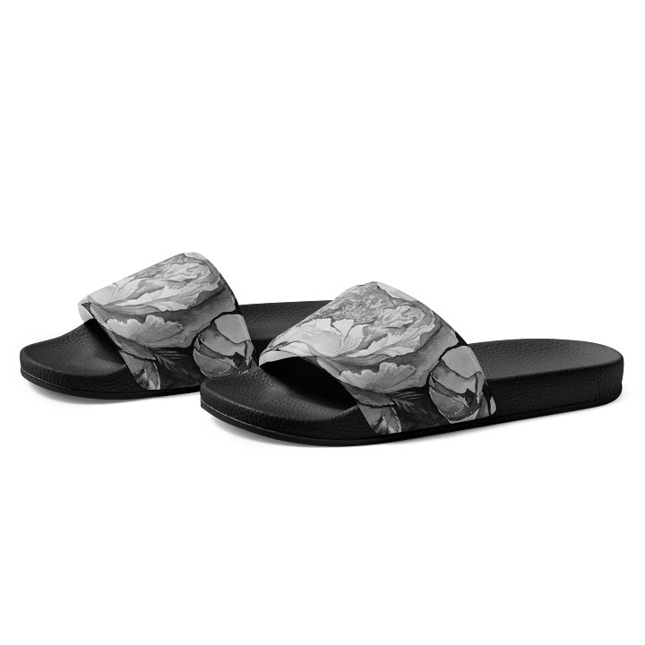B&W Peonies - Men's Slides product image (2)