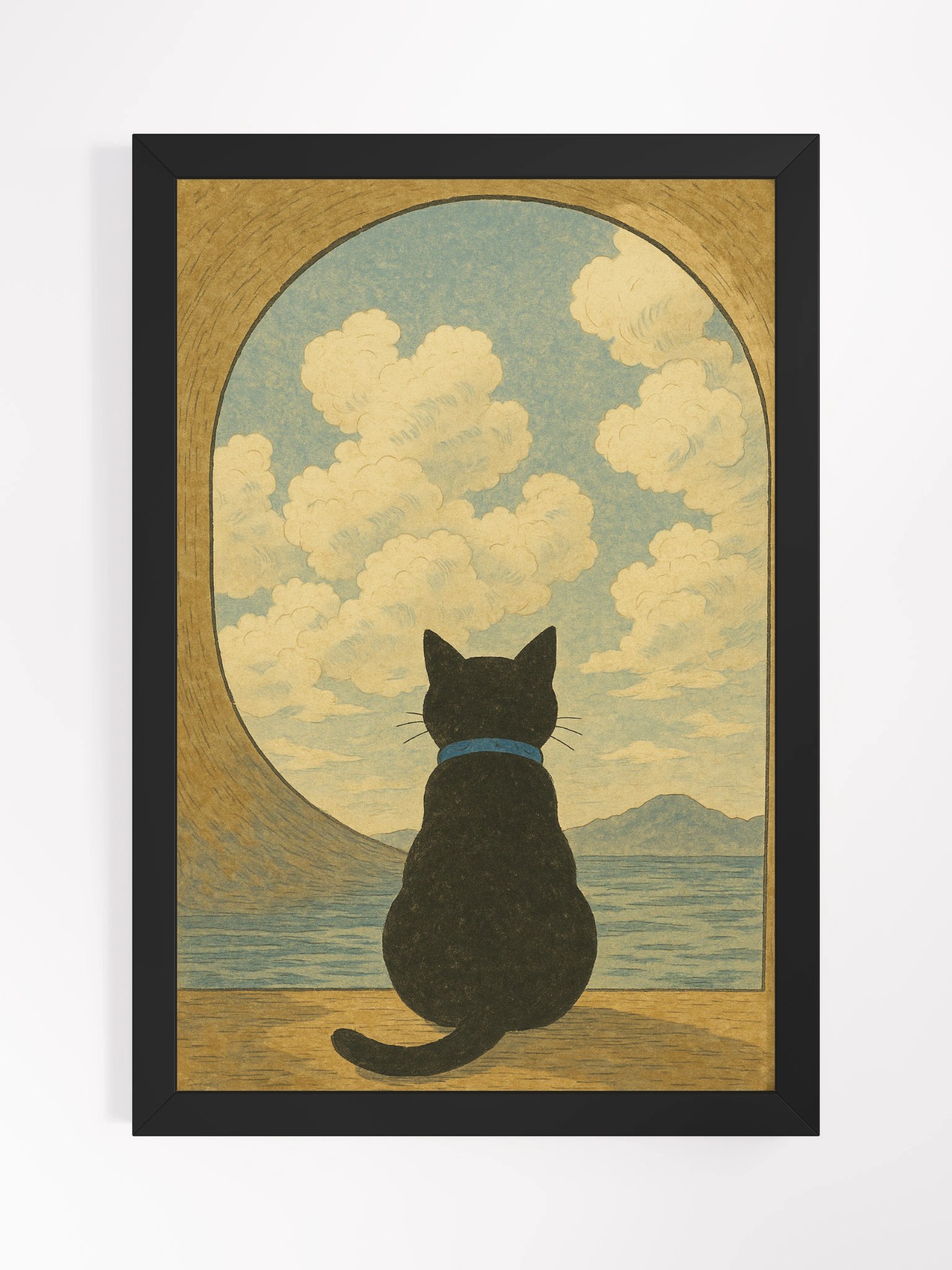 Framed Print - Cat Window Scene 'Yearning Gaze' product image (1)