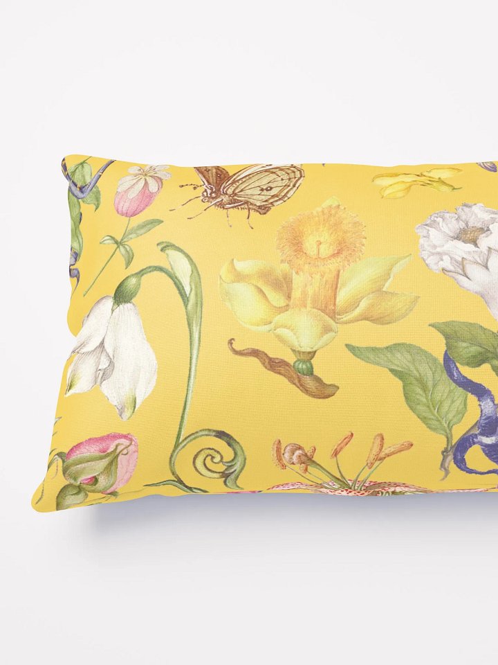 Vintage-Inspired Floral & Butterfly All-Over Print Pillow – Yellow product image (2)