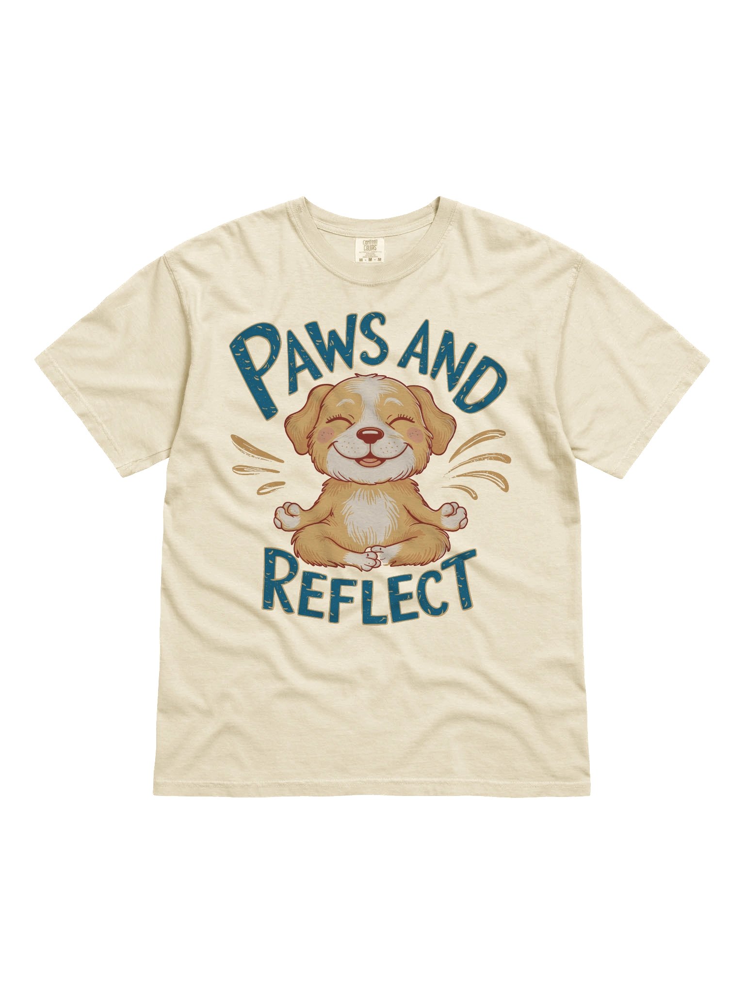 Paws and Reflect Cartoon Dog Meditation T-Shirt product image (1)